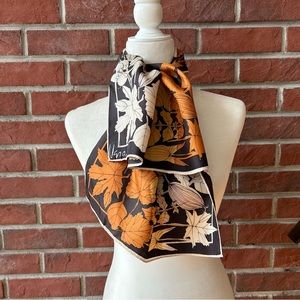 Vera Neuman Signed Silk Rayon Floral Graphic Scarf 44”x15”